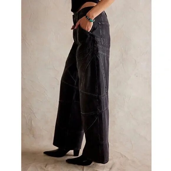 NWT Free People We the Free Unknown Reasons Mid Rise Moto Straight Jeans size 27 - Picture 3 of 9